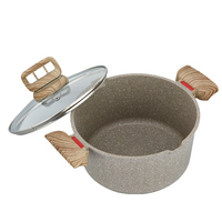 Ensemble de casseroles et poêles en fonte de qualité alimentaire FDA LFGB avec couvercle en verre trempé, compatible induction, revêtement antiadhésif en granit