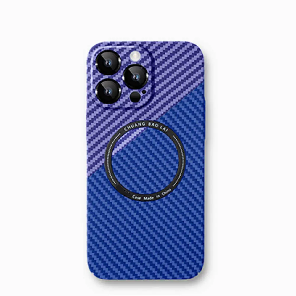 Casing ponsel ramping serat karbon, pelindung telepon genggam PC keras magnetik tanpa kabel untuk iPhone 14 15 16 Pro Max
