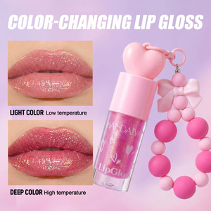 Low MOQ Heart Keychain Lip Gloss <b>No</b> <b>Logo</b> Ready To Ship Clear Glitter Jelly Lipgloss With Y2K Beaded Charm Bulk - Product Image 5