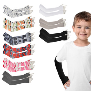 Manchons de protection solaire sans doigts pour enfants, longs, anti-UV, en soie glacée, pour sports de plein air, motif couleur unie - Product Image 1
