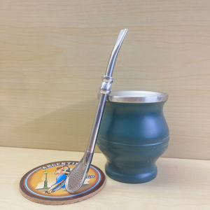 Tasse à gobelet de style sud-américain écologique en acier inoxydable de 8oz avec pailles Bombilla et capuchon - Product Image 3