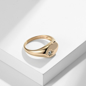 Simple, elegant, and unique polished diamond-encrusted women's fashion <b>titanium</b> steel <b>ring</b> with 18K gold plating for proposals a - Product Image 3