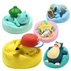 Hot sale PVC pokemoned anime figure sleeping Pikachu Snorlax Bulbasaur Figure toys blind box packaging