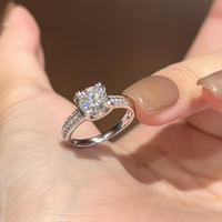 Bague double rangée pavée en argent sterling 925 avec moissanite, bague statement à quatre griffes