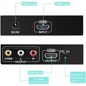 อะแดปเตอร์แปลงสัญญาณ 4K <span class=keywords><strong>HDMI</strong></span> เป็น CVBS <span class=keywords><strong>RCA</strong></span> Composite AV พร้อมช่องสัญญาณเสียงโคแอกเชียล 3.5 มม. สำหรับกล่องทีวีและเกม - Product Image 3