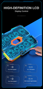 Support de refroidissement <span class=keywords><strong>pour</strong></span> ordinateur <span class=keywords><strong>portable</strong></span> réglable à 7 angles de vue, 10 ventilateurs de refroidissement, éclairage RGB, équipement <span class=keywords><strong>pour</strong></span> joueurs, <span class=keywords><strong>refroidisseur</strong></span> d'ordinateur <span class=keywords><strong>portable</strong></span> - Product Image 4