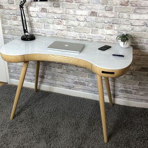 Kính Cường Lực Học Nội Thất Văn Phòng Thông Minh Bảng Điều Khiển Loa AUX Bàn Sạc Không Dây Máy Tính Âm Nhạc Hifi Có Ngăn Kéo - Product Image 4