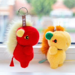 Llaveros de peluche de caballo de dibujos animados al por mayor, decoraciones para bolsos, regalos de mascota, llavero de peluche de caballo rojo - Product Image 6