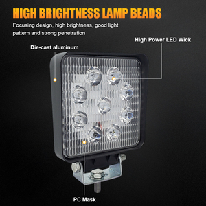 Faro da Lavoro LED JIERUI 4x4 12V 27W Modello Strada per Sostituzione <span class=keywords><strong>Fiat</strong></span> - Product Image 3