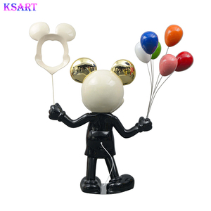 Suministros baratos y artesanías <span class=keywords><strong>de</strong></span> resina <span class=keywords><strong>de</strong></span> fibra <span class=keywords><strong>de</strong></span> vidrio colorido <span class=keywords><strong>Mickey</strong></span> Mouse sculpture mouse statue with globos - Product Image 2