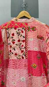 Robe kimono rose patchwork pour femme, manches trois quarts, longueur intégrale, matelassée, décontractée, vêtement de nuit, tissée, pour le printemps - Product Image 5
