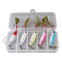 Lot de 5 leurres de pêche durs en fer de 10g, 15g, 20g, 1-1.3cm, avec yeux 3D, jig métallique bionique, pour la pêche au bar, à la carpe et à la truite en lac