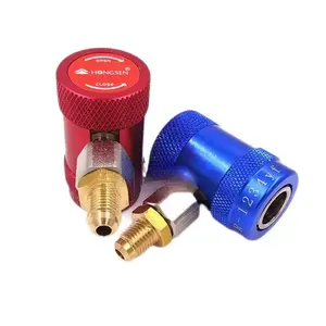 R1234yf A/C adaptateur de connecteur de coupleur rapide réglable A/C Port de service femelle carré SAE J2196 égal forgé bleu basse pression