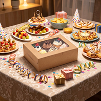 Boîtes à pâtisserie en papier kraft brun certifié avec fenêtre transparente, emballage recyclable pour biscuits et pâtisseries pour boulangerie