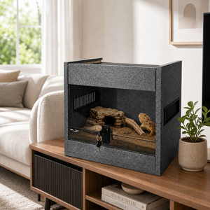Terrário Anti-Fuga para Répteis com Fechadura de Chave, Malha Lateral Deslizante Frontal, Decoração Natural para Dragão Barbado e Tarântula - Product Image 2