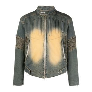 Novedades, Precio al por Mayor, Chaqueta Vaquera Lavada con Paneles Fruncidos, Estilo Vintage Informal y Cómodo, Unisex, Color Azul Índigo - Product Image 5