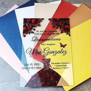 Invitation de <span class=keywords><strong>mariage</strong></span> transparente acrylique de luxe Senior <span class=keywords><strong>robe</strong></span> <span class=keywords><strong>rouge</strong></span> pour fête d'anniversaire adulte - Product Image 6