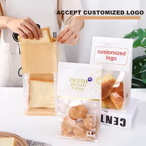 Saco De Papel Padaria Sacos Com Janela Personalizado Impresso Pequeno Brinde De Pão Sanduíche Embalagem De Pão De Alimentos De Algodão Impressão Gravure