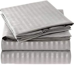 Qualité hôtelière Luxueux ensemble de draps de lit 6 pièces résistants au froissement à rayures damassées <span class=keywords><strong>housse</strong></span> de couette écologique taille Queen - Product Image 6