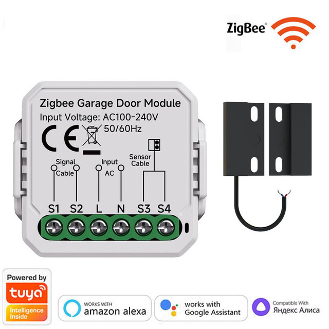 Smart WiFi/Zigbee Garage Door Module Switch with Voice Control Remote Timer Rolling Shutter Function