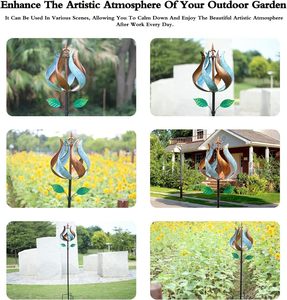 เครื่องปั่นลมโลหะ3D แบบทันสมัยเคลือบด้วยผงหมุนได้360องศาสำหรับสวนกลางแจ้งของขวัญวันเกิดสำหรับผู้หญิงและครอบครัว - Product Image 6