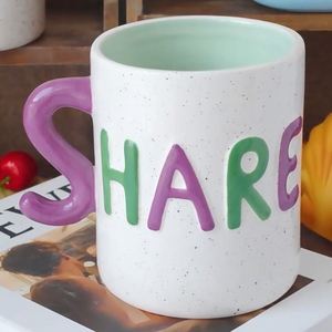 Tazze da <span class=keywords><strong>Caffè</strong></span> in Ceramica con <span class=keywords><strong>Lettere</strong></span> in Rilievo, Nuove e Colorate, Logo Personalizzato, Grandi Tazze in Porcellana Dipinte a Mano per Latte e Tè - Product Image 2