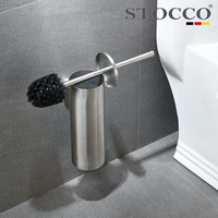 STOCCO Support mural pour brosse de toilette en acier inoxydable 304 avec doublure intérieure ronde brossée pour salle de bain et hôtel