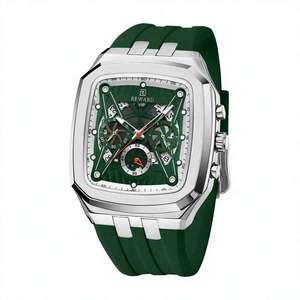 Montre à quartz pour homme REWARD RD832260M, design rectangulaire tendance, calendrier, étanche, bracelet en silicone décontracté, montres cool pour homme - Product Image 2