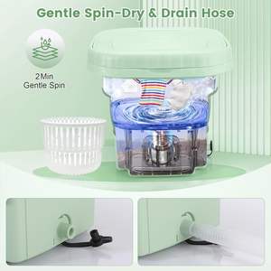 Lave-linge portable 9L version améliorée, lave-linge pliable avec panier d'essorage et 3 modes de nettoyage - Product Image 3