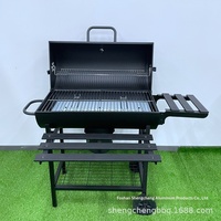 Barbecue de camping extérieur pliable de style européen et américain, en acier noir, grande taille, pour cour, avec charbon de bois détachable