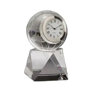 Personalized Glass Ball Souvenirs Desktop K9 Crystal Globe Clock