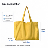 Sac fourre-tout en toile réutilisable vierge pour courses, grand format, robuste, couleur unie, avec fermeture à bouton-pression, pour logo personnalisé, vente en gros
