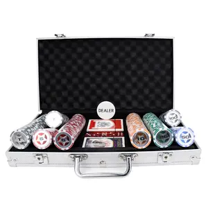 Factory Directly Supply 300 Poker Chips Aluminum Case Carry Clay Chips Accessories Set For Gambling Game