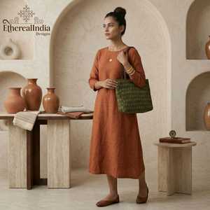 Sac fourre-tout en coton imprimé à la main vert, avec poignées en cuir, grand sac bohème, vente en gros, export Inde - Product Image 4