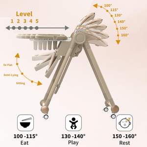 Modern 3 in 1 Baby High <b>Chair</b> Foldable Plastic PP Swing Dining <b>Chair</b> <b>Folding</b> Children's Feeding High <b>Chair</b> for Bedroom Hotel Use - Product Image 2