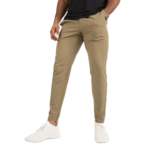 Pantalon Capri Décontracté Performance Taille Mi-Haute en Tissu Peigné Léger Coupe Ample Extensible avec Fermeture Élastique - Product Image 1