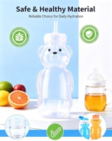 Bouteille de jus transparente en forme d'ours de dessin animé, épaissie, créative et mignonne, pour thé au lait, eau ou savon liquide pour enfants