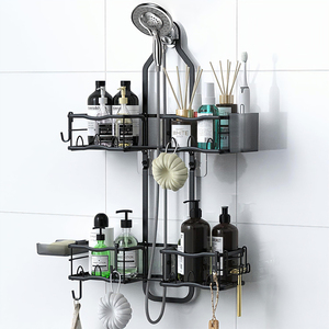 Cestello portaoggetti rettangolare regolabile antiruggine da appendere sopra la doccia per bagno - Product Image 1