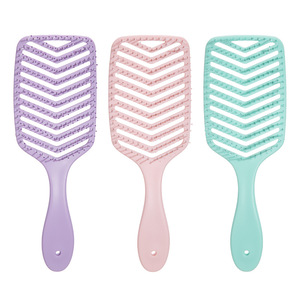 Peigne incurvé en forme de V à dents larges pour cheveux longs, pour femmes, utilisation à sec ou humide, à la maison - Product Image 1