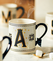 Exquisita Taza de Cerámica de 14 oz con Diseño de Letras, Apta para Lavavajillas, para Disfrutar de Café, Té y Capuchino, Decoración para el Hogar