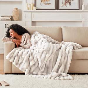 हाइड लेन लक्जरी फ्फी खरगोश फर कंबल-सोफे, सोफे, बेडरूम के लिए अल्ट्रा सॉफ्ट आरामदायक कंबल - Product Image 6