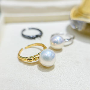 ขาตั้งแหวนเงินแท้ S925 สำหรับทำเครื่องประดับแฟชั่น DIY แบบเปล่า สำหรับใส่ลูกปัดกลมขนาด 9-13 มม. รุ่น 10502 อุปกรณ์เสริมสำหรับไข่มุก - Product Image 1