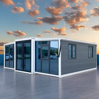 Maison conteneur extensible à double aile de 20 et 40 pieds, design moderne, 2 à 4 chambres, style ferme résidentielle, bâtiment préfabriqué