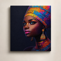 Peinture à l'huile sur toile moderne et colorée de femme noire afro-américaine, idéale pour le salon, vente en gros, livraison directe