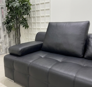 Modern Luxury Black Leather <b>Square</b> Sectional Sofa <b>Large</b> Deep Seat Functional Reclining Tufted 3 Seater High-End Home Theater - Product Image 2