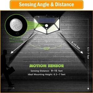 Lampes solaires d'extérieur avec détecteur de mouvement et 3 modes d'éclairage, étanches IP65, larges lampes murales solaires idéales pour jardin, patio, cour - Product Image 4