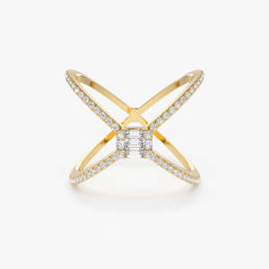 Anillo de Mujer de Lujo en Oro Rosa de 14k, Envío Inmediato, Diamante Baguette de 0.37 CT, Engaste Ilusión, Bañado en Rodio, Talla Personalizable - Product Image 1