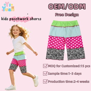 Shorts <span class=keywords><strong>Capri</strong></span> Patchwork pour filles, taille élastique, imprimé à pois, imprimé zèbre, couleur contrastée, pantalon décontracté pour tout-petits, longueur genou, pour enfants - Product Image 1