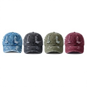 Gorra de Béisbol Unisex de Mezclilla, 6 Paneles, Ajustable, Estilo Vintage Desgastado, Casual, Primavera/Verano, Algodón, Bordado 3D - Product Image 1