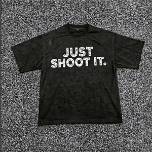 Camiseta Casual de Manga Corta Negra para Hombre, 100% Algodón, Cuello en V, Diseño con Letras Estampadas en la Parte Delantera, para Verano - Product Image 1